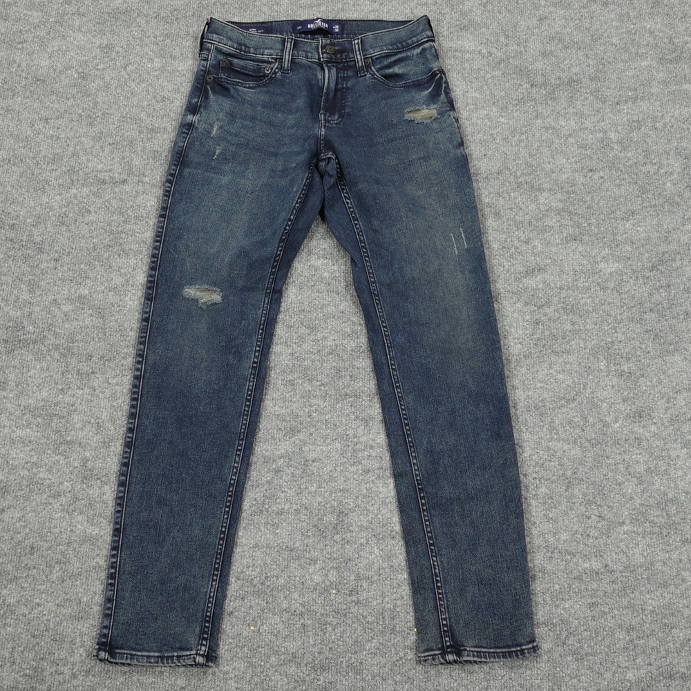 Hollister Jeans Mens 28x30 Blue Skinny Advanced Stretch Distressed Medium Wash